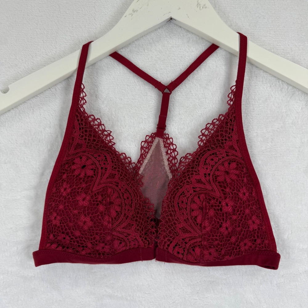 Victoria's Secret Body by‎ Victoria Red Floral Lace Racerback Bralette XS